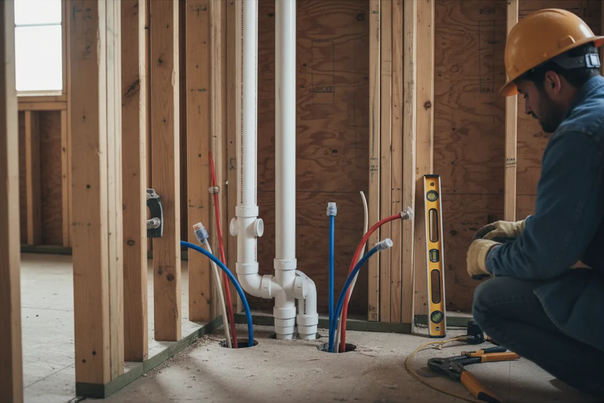 Drain and supply rough-in during Sump Pump Repair in La Verkin